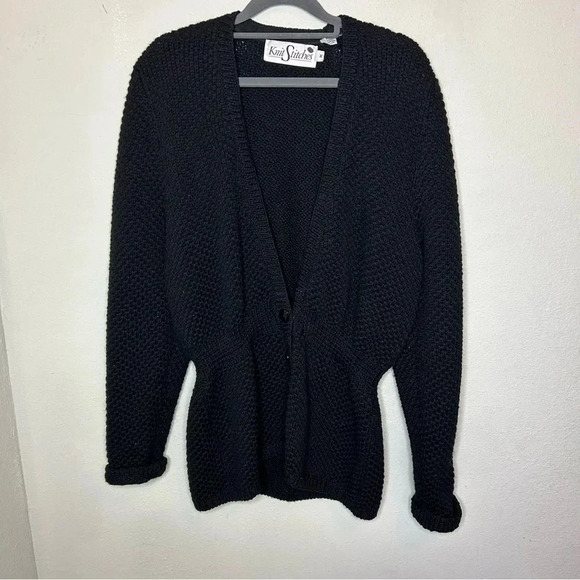Vintage Knit Stitches 100% Wool Knit Cardigan Size Medium - Picture 1 of 8